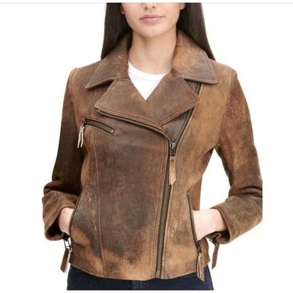 WILSONS VINTAGE USA Leather Suede Jacket Women's Sz Small Distressed Moto Grunge - Picture 1 of 16